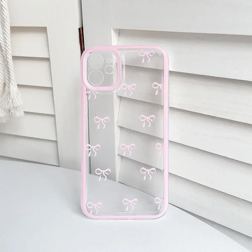 NEW - NITITOP iPhone 12 Case Clear Durable Ribbon Pink Bow Knot Patter